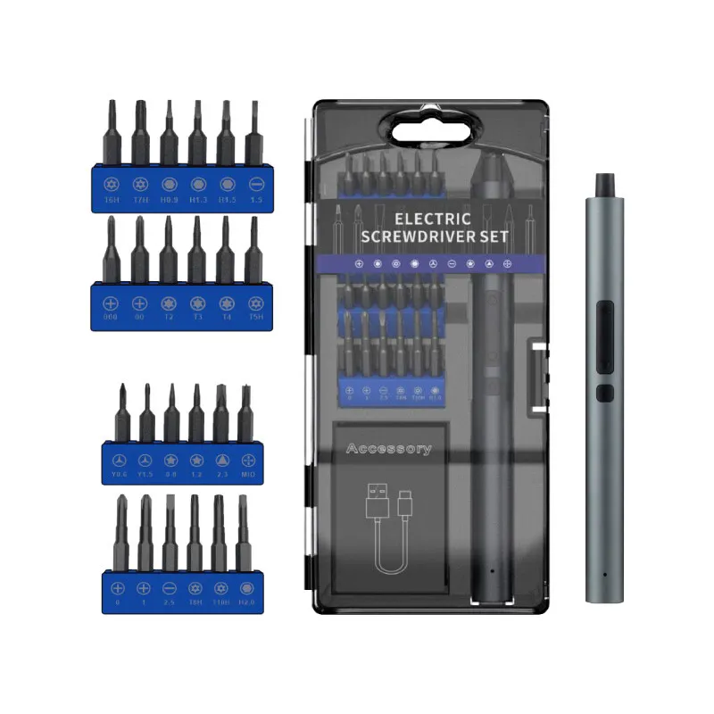 ATOUR™ electric screwdriver with 32 bits and adjustable speed motorمفك كهربائي ATOUR™ 32 قطعة مع محرك قابل للتعديل للصيانة والتجميع