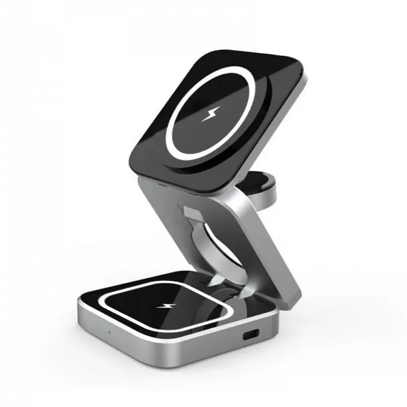 Magnetic Wireless Charger – Fast Charging for Up to 3 Devicesشاحن لاسلكي مغناطيسي متعدد – يدعم الشحن السريع حتى 3 أجهزة