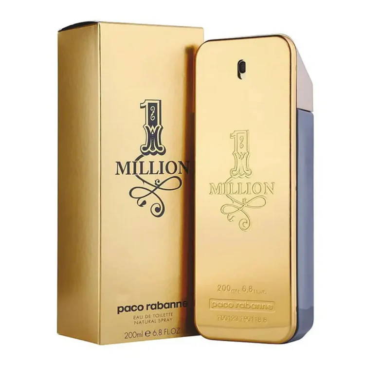 Paco Rabanne 1 Million for Men 200ml | Eau de ToilettePaco Rabanne 1 Million Eau de Toilette 200ml for men – luxury fragrance bottle.عطر باكو رابان 1 مليون رجالي أو دو تواليت 200مل – تصميم فاخر ذهبي.