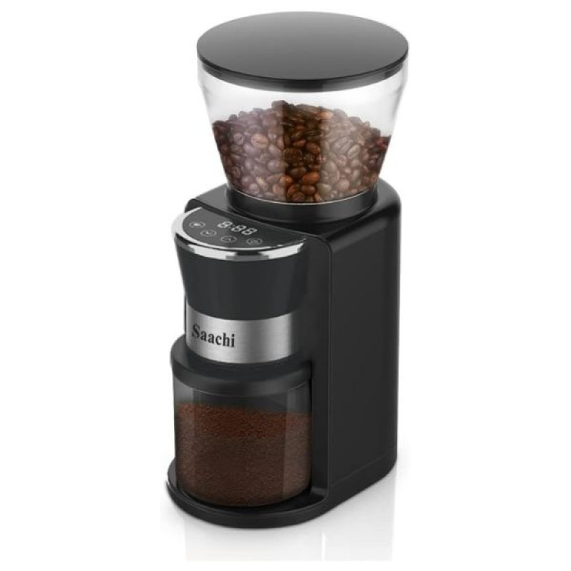 Professional coffee grinder with 500 RPM and 34 grind settings from coarse to ultra-fine (Turkish)مطحنة قهوة احترافية لـ 500 دورة في الدقيقة مع 34 إعداد للطحن، من الخشن إلى التركي الدقيق