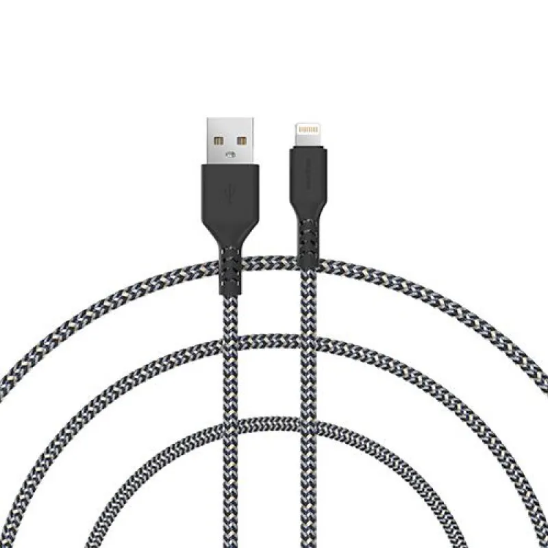 Wopow 1m iPhone charging cable made of durable fabric – fast charging and data transferكيبل آيفون من ووبو قماش مقاوم للقطع بطول متر واحد – شحن سريع ونقل بيانات
