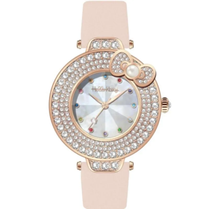Hello Kitty Women’s Beige Leather Watch | Elegant & Playful Styleساعة هالو كيتي نسائية بحزام جلدي بيج | أناقة ناعمة وعصرية
