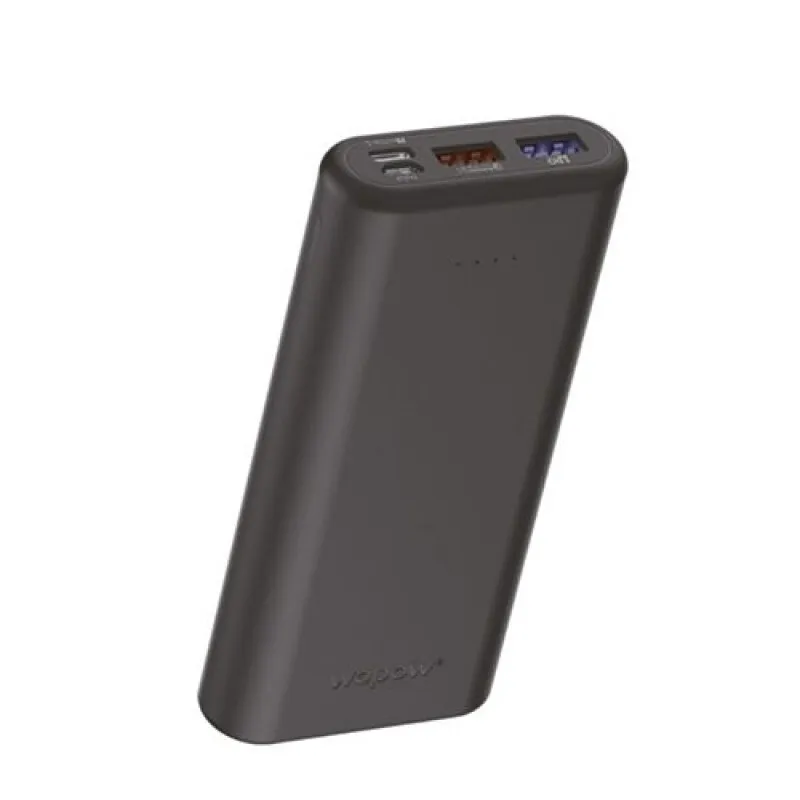 Wopow Air Twenty Plus 20000mAh portable charger – PD fast charging with multiple ports and 2-year warrantyشاحن متنقل ووبو اير تونتي بلس 20000 ملي أمبير – شحن سريع PD مع شاشة رقمية وضمان سنتين