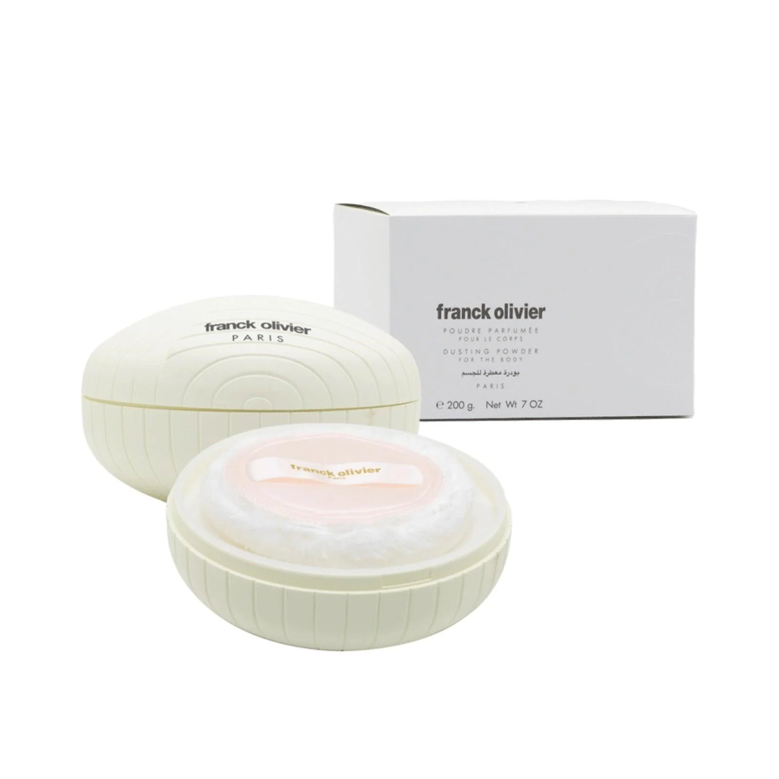 Frank Olivier Body Powder 200g with long-lasting freesia scentبودرة معطرة للجسم من فرانك أوليفر 200 جم برائحة زهرة الفريزيا